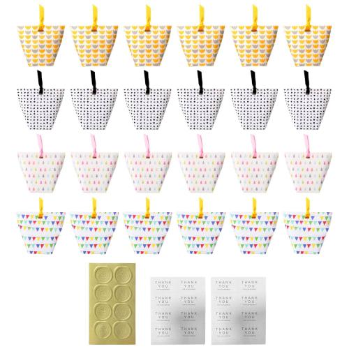 

Felimoa Gift Wrapping Bags, Packaging Boxes, 3D Gussets, Includes 2 Stickers, 4 Types, 6 of Each, Total of 24 Items