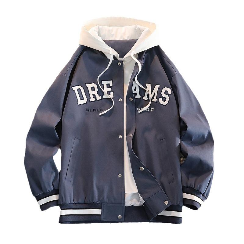 Jacket Men's Spring and Autumn New Contrasting Fake Two-piece Jacket Men's Trend Brand Loose Casual Teen Top