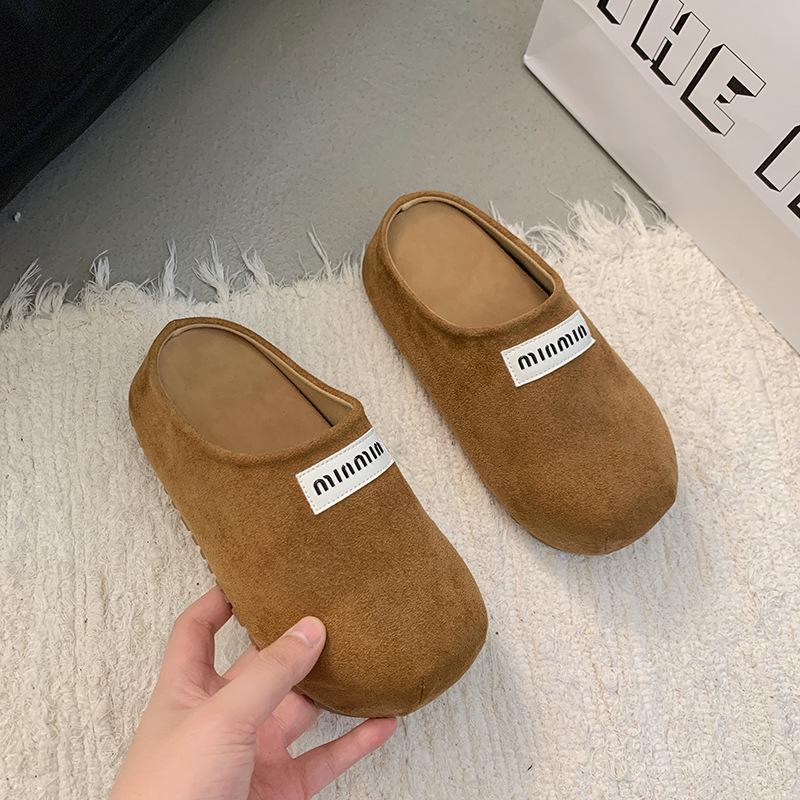

Platform-soled Boken shoes women s 2025 new retro versatile casual shoes one-pedal lazy shoes bag head half slippers 40 верблюд