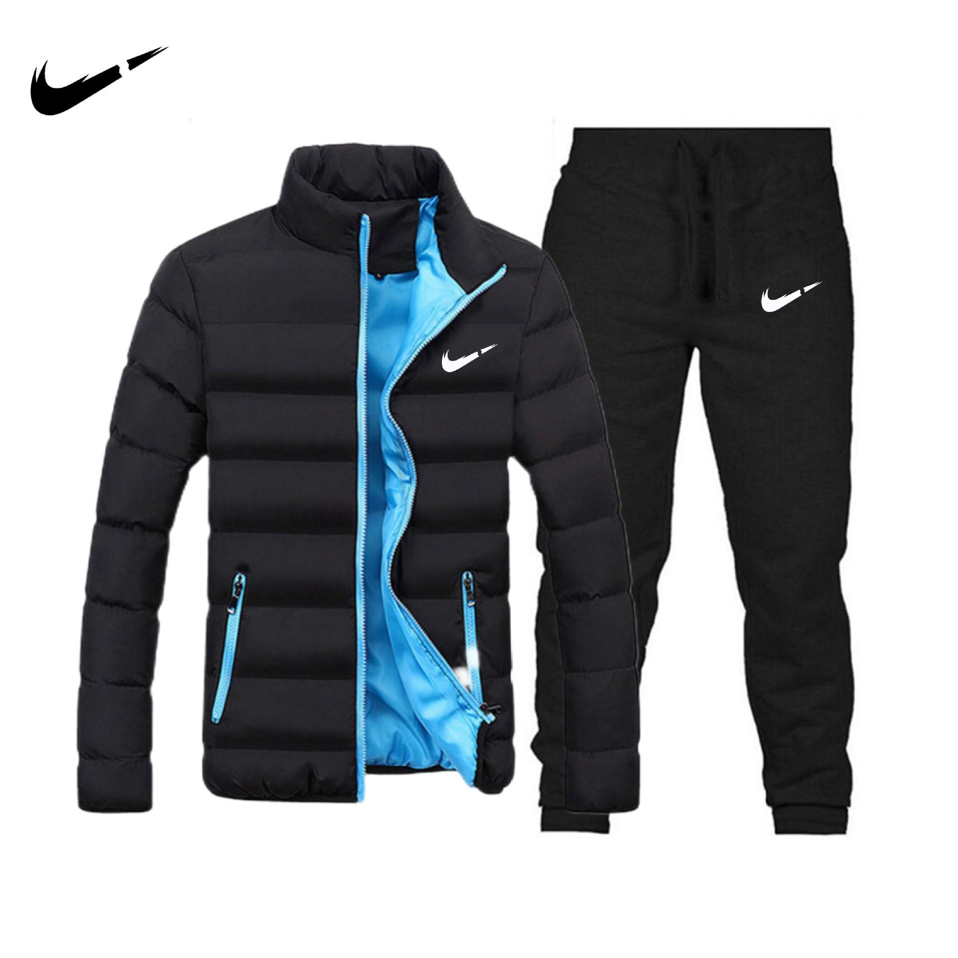 

Чоловічий модний зимовий бавовняний комплект одягу: Повсякденна спортивна куртка та штани з плюшем - Потовщений, теплий костюм. Medium небо синє кольору