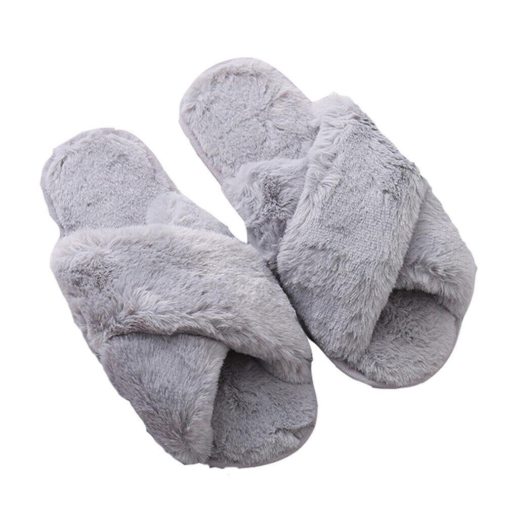 Weiche und bequeme Damen-Fell-Sandalen Offene Zehenpartie Pelz-Schieber Hellrosa
