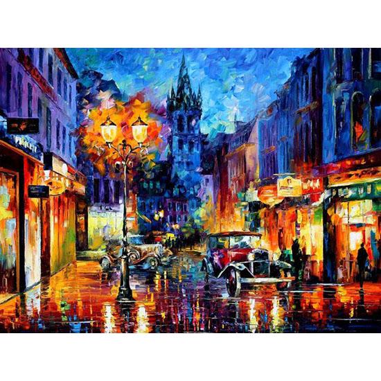 HUACAN Diamond Cross Stitch Landscape Full Square Picture Rhinestones Mosaic Street Scenery