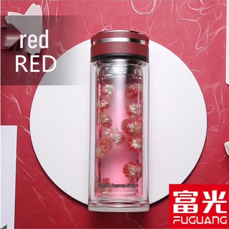 FUGUANG Jianpai Zhixiang Red Double Wall Glass Cup 360ML