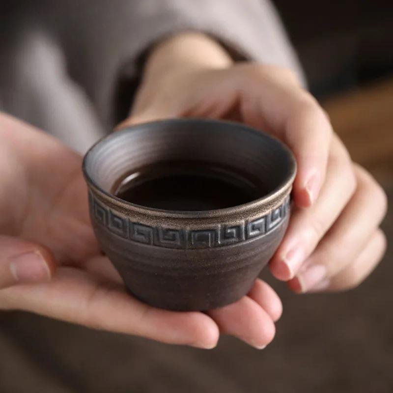 Retro Kiln Change Ceramics Master Cup Handmade Coarse Pottery Teacup Tasting Mug Tea Bowl Meditation Cup Tea Ceremony Drinkware