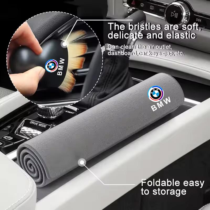 Microfiber Car Wash Towel Drying Cloth Cleaning Brush For BMW 50th Anniversary 1 3 5 7 Series F20 G30 G20 E87 E92 E91 E30 F11 X1 EB1