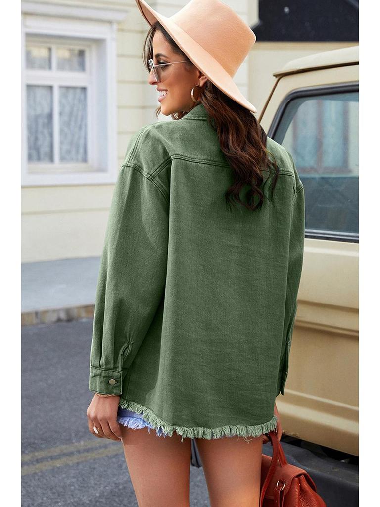 Women's Autumn/Winter Washed Denim Jacket - Loose Fit, Versatile, Single-Breasted, Long-Sleeved Top