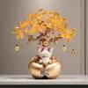 Fortune Cat Money Tree Figurine - Office, Shop, Reception & Housewarming Decoration