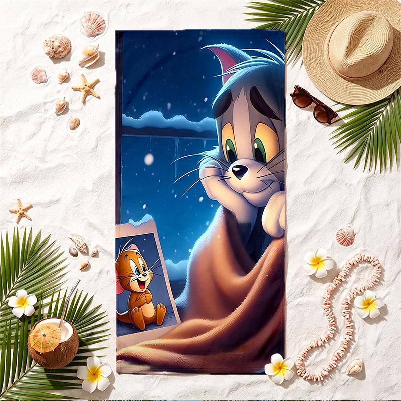 Tom and Jerry Soft Beach Towel Stylish Beach Pool Towel for Summer Seaside Vacation Travel