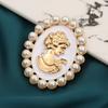 Victorian Style Alloy Cameo Brooch With Crystal Rhinestones Pearls Women Fashion Jewelry Decorative Lapel Accessory