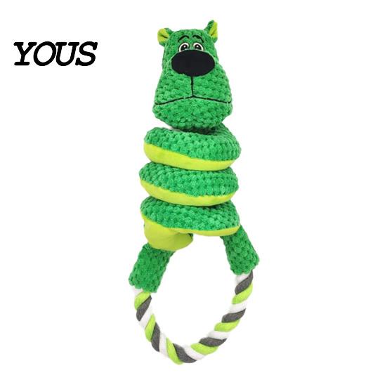 Interactive Squeaky Dog Toys Toy with Pull Rope, Plush Tug of War Toy, for Pets Spiral Animal Small Medium Large Dogs Biting Teeth Cleaning