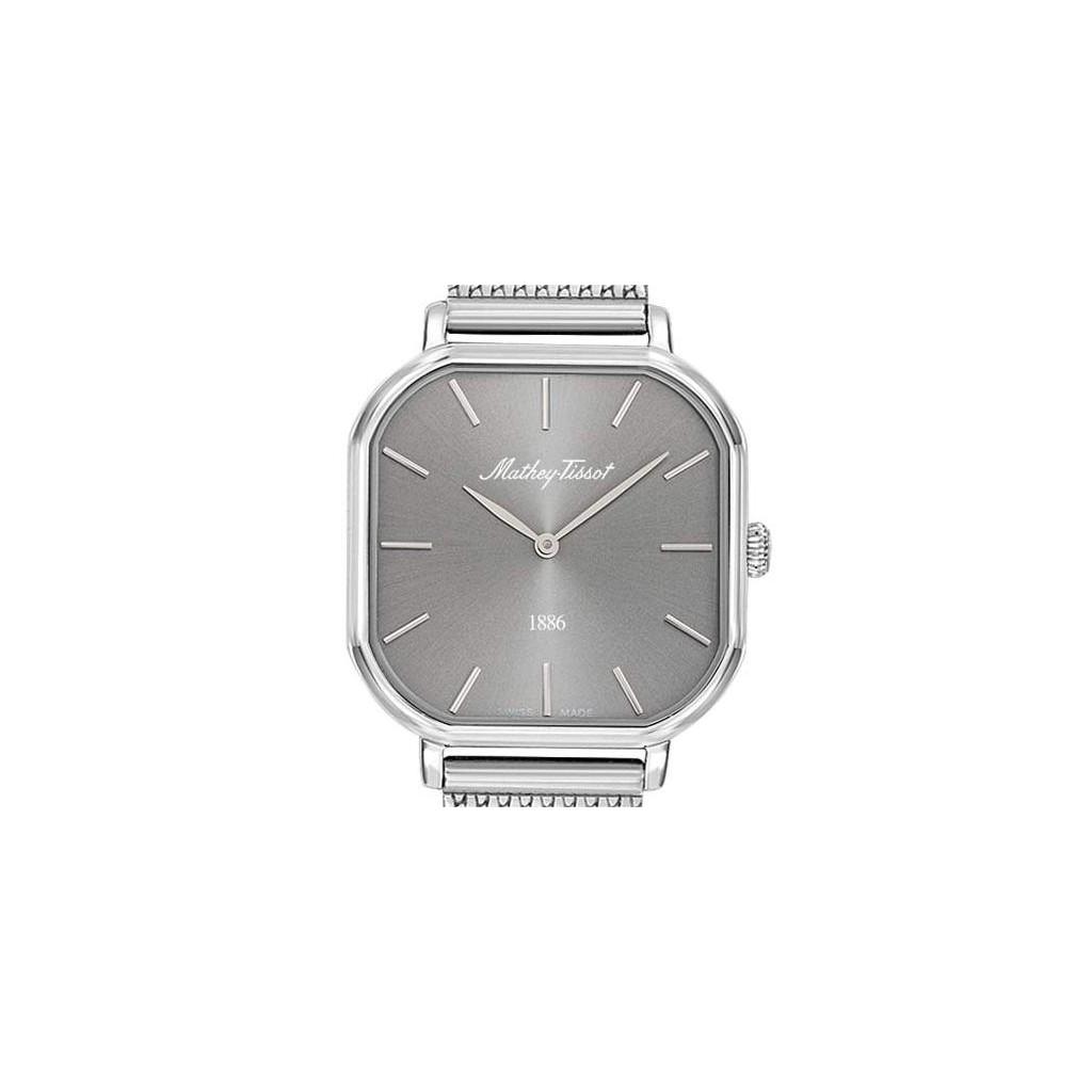 Mathey-Tissot Ceas de damă Monsoon Square din oțel inoxidabil cu cadran argintiu cu quartz D7917AS