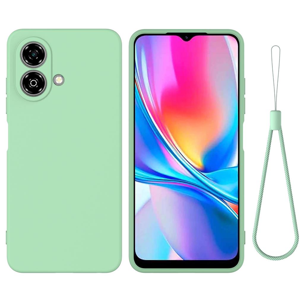 For ZTE Blade A35e Liquid Silicone Case Phone Back Cover with Hand Strap
