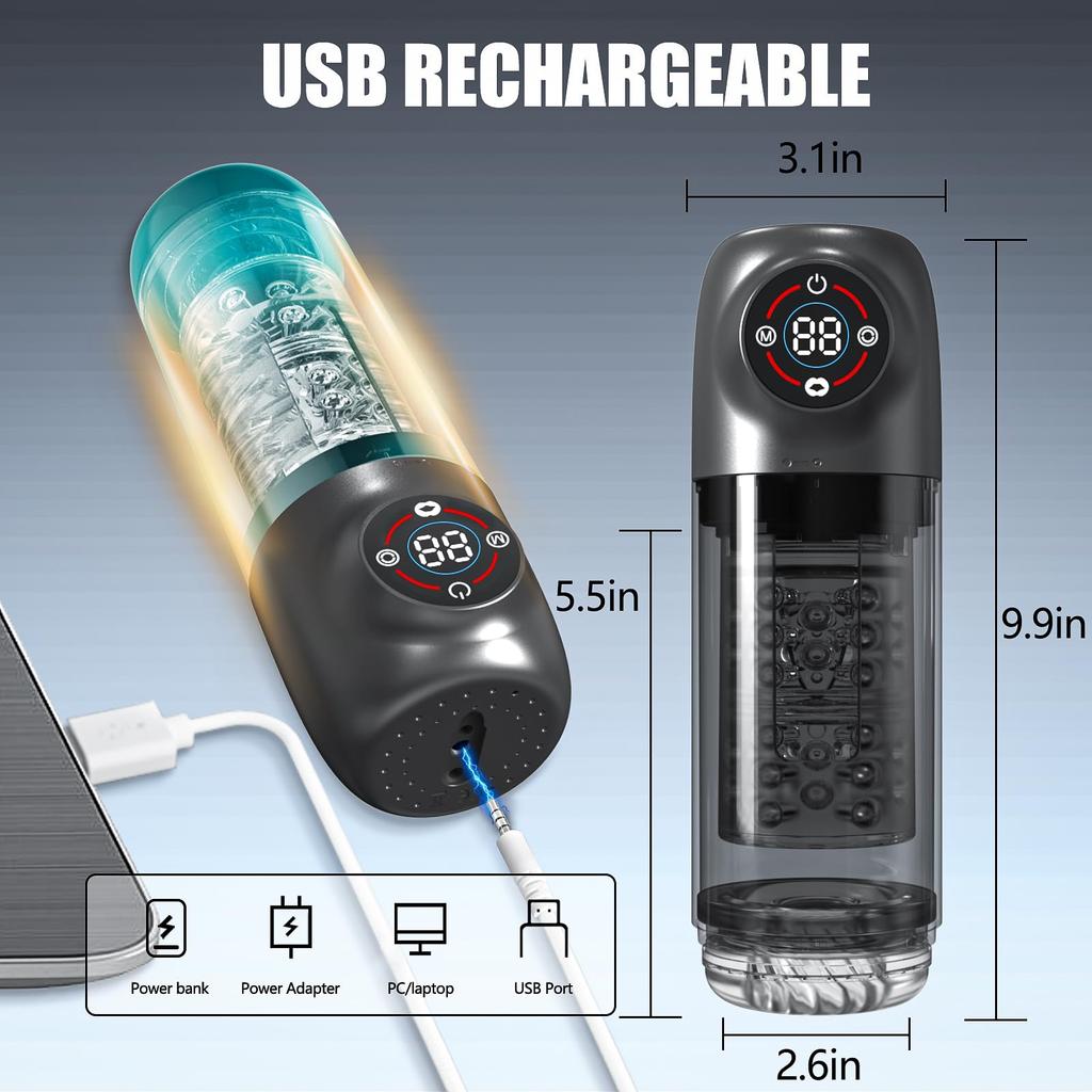 2025 New Fully Automatic Male Masturbator 7 Rotating Vacuum Penis Pump 7 Sucking Licking Vibrator Adult Sex Toys Men Pocket Vagina LCD Display