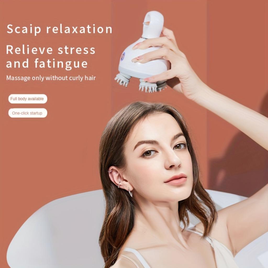 New multifunctional head massager, handheld head decompression therapy, waterproof kneading, wireless head massager.
