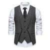 England Style Men's Suit Vests Fake Two Pieces Business Casual Waistcoats Vintage Mens Formal Dress Vest