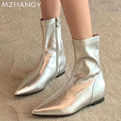 Γυναικείες Μποτάκια Αστραγάλου Μυτερή Μύτη Τακούνια Παπούτσια Χειμερινή Μόδα Σέξι Δερμάτινα Παπούτσια Γυναικεία 2024 Τάση Μπότες Χιονιού Κομψές Γκοθ Mujer Μπότες