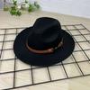 New European and American top hat gentleman's hat flat brim solid color hat retro jazz hat panama belt top hat