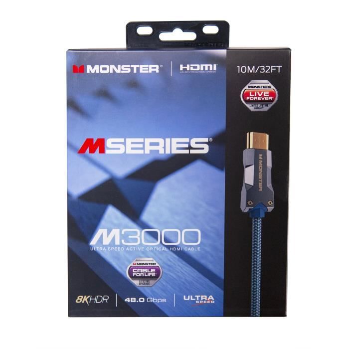 Monster cable hdmi m3000 uhd 8k dolby vision hdr 48gbps - 10 m