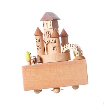 Spieluhr Schloss Spiel Vielseitige Geburtstagsgeschenke Holzornament Drehen für Baby Mädchen Kinder