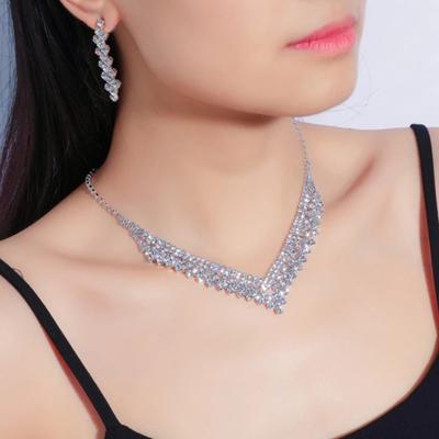 1 Set Hochzeit Ohrringe Temperament Exquisite Verarbeitung Hochglanz Strass Intarsien Geometrische Dekoration Shinny
