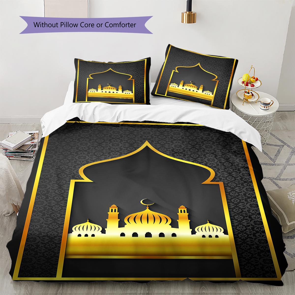 

Muslim Pattern Bedding,Quilt Set Quilt Cover Pillowcase Home Birthday Gift (1 * duvet cover + 2 * pillowcase, without core) 135x200cm