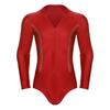 Mens Figure Skating Latin Dance Bodysuit V Neck Long Sleeve Sparkling Rhinestones Stage Performance Leotard
