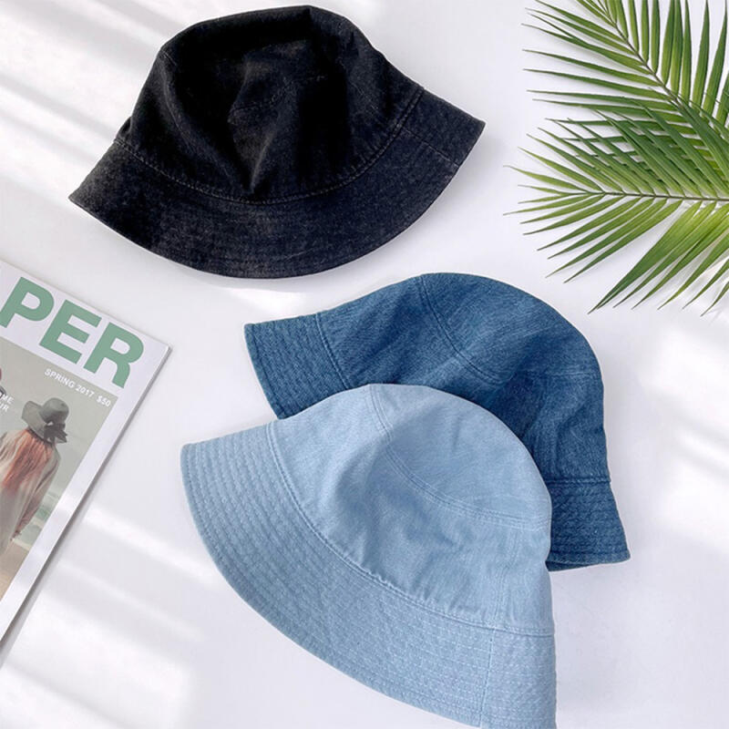 Женская Колледжная Мужская Джинсовая Панама Мужская Шляпа C5572_Black Blue