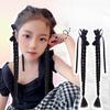 2 Pcs Korean Style Hair Ties for Kids Girls Ponytails Wig Braids with Edgy Bows Children Twist Braids Elastic Hair Accessories