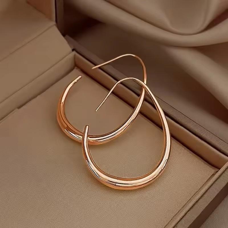 Waterdrop Shaped Big Hoop Earrings for Women Minimalist Metal Earrings Daily Wear Temperament Statement Jewelry Drop Ship