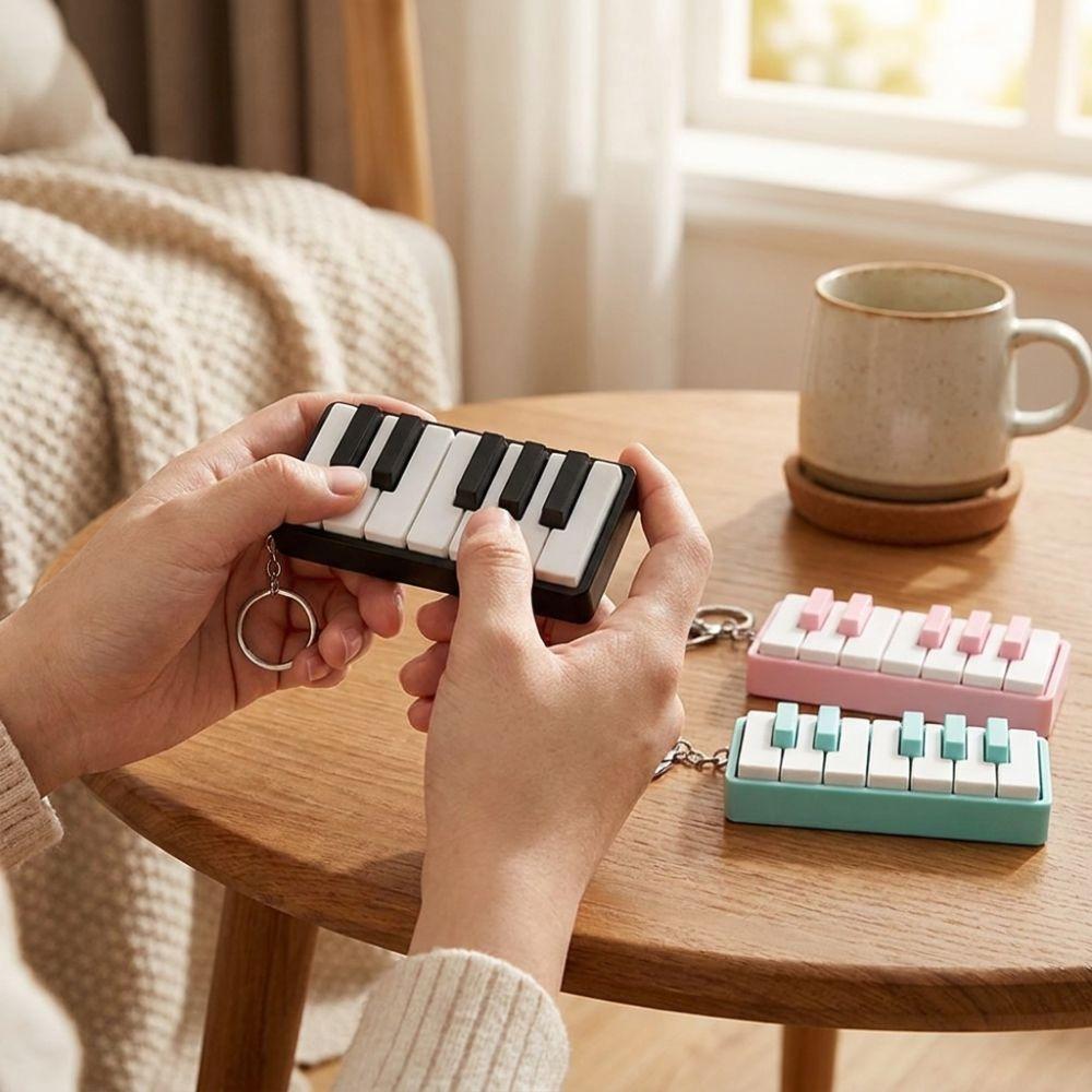 Novelty Piano Stress Clicker Keychain 3D Printed Piano Key Fidget Figurine Kid Gift