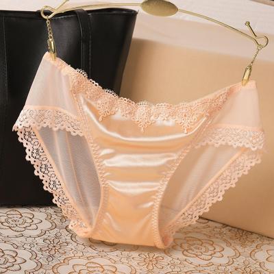 Luxury 2019 Women's Lace Low-Waist Transparent Briefs with Water-Soluble Floral Design
