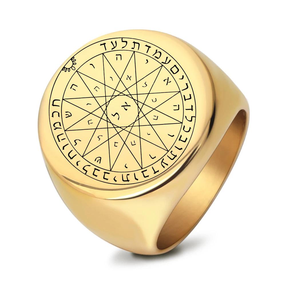 Mens Titanium Steel Ring Gothic Star Fashion Jewelry for Men Trendy Punk Accessories