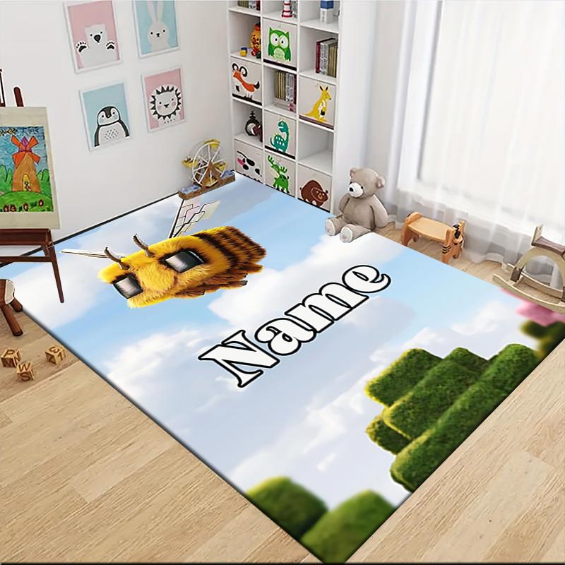 Custom Name Bee Sky Carpet Rug Customizable Soft Washable Anti-Slip Home Living Room Sofa Mats Personalized Rug. 0909409