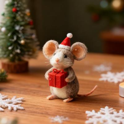 Wool Felt Mouse Ornament Christmas Holiday Home Docor Handmade Cute Felted Small Mice Mouse Kit Ornaments Needle Gifts V8G7