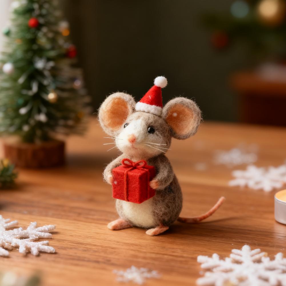 8cm Handmade Felt Mouse Ornaments For Christmas, Festival Atmosphere Decoration Props, Cute, Fun, And Festive Gifts