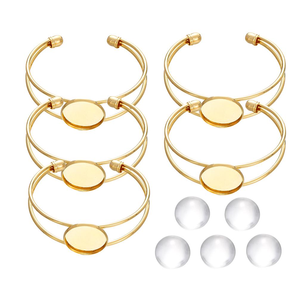 10-teiliges Set Armbandrohlinge mit Glascabochons für DIY-Armbänder, Rohlinge für Fassungen, Schmuckzubehör