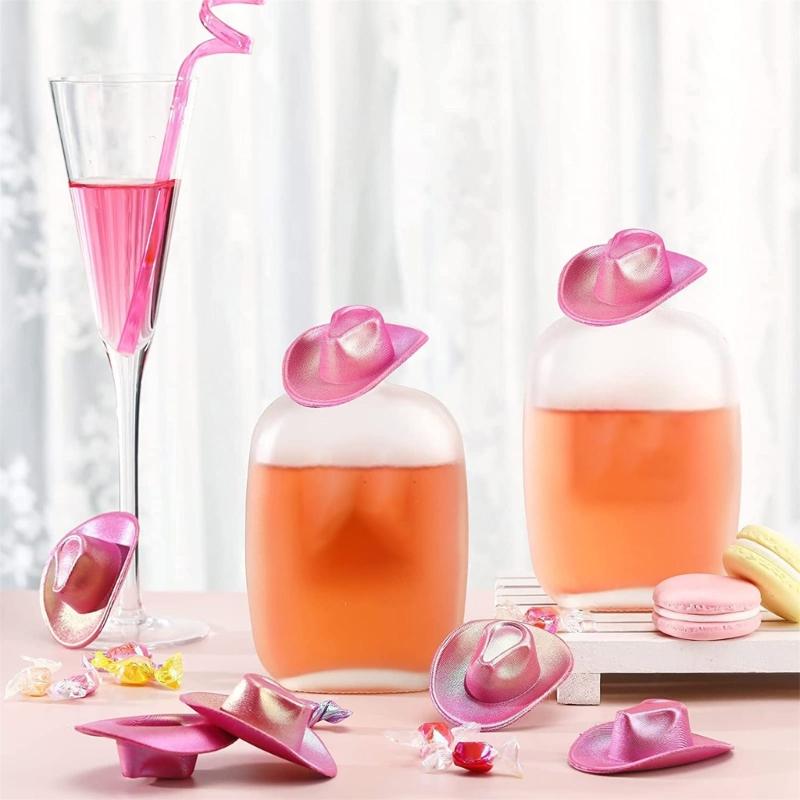 Glittering Miniature Cowboy Hat Bottle Toppers Perfect For Western Themed Parties and Celebration Embellishment