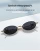 Jennie Style Frameless Oval Sunglasses with Rhinestones & Anti-Blue Light Lenses