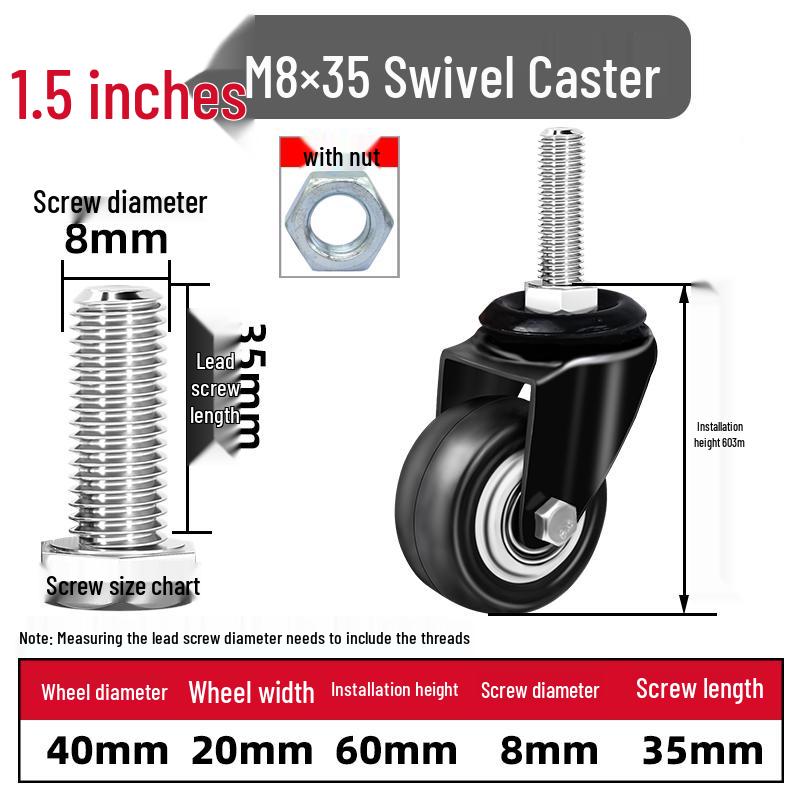 Silent Swivel Casters with Inch Threaded Rod & Double Bearings
