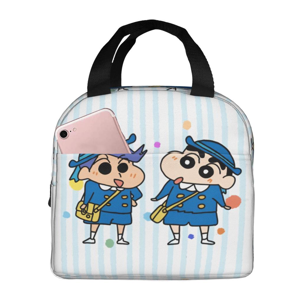 Custom Crayons Shins Chans Insulated Lunch Bags for Camping Travel Cartoon Waterproof Cooler Thermal Bento Box Unisex
