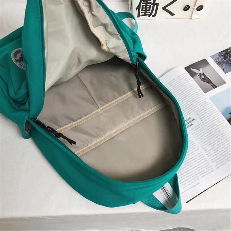 Girl Solid Color Fashion School Bag College Student Women Backpack Trendy Travel Lady Laptop Cute Backpack Green New Female Bag