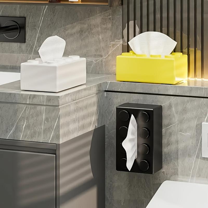 1 szt. Pudełko na chusteczki inspirowane klockami, Wielofunkcyjny plastikowy organizer na chusteczki do kuchni, łazienki lub salonu, Żywe kolory