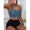 Costume da bagno europeo e americano da donna multicolore con stampa leopardata a vita alta ad angolo piatto con coulisse e stampa divisa Bikini Costume da bagno