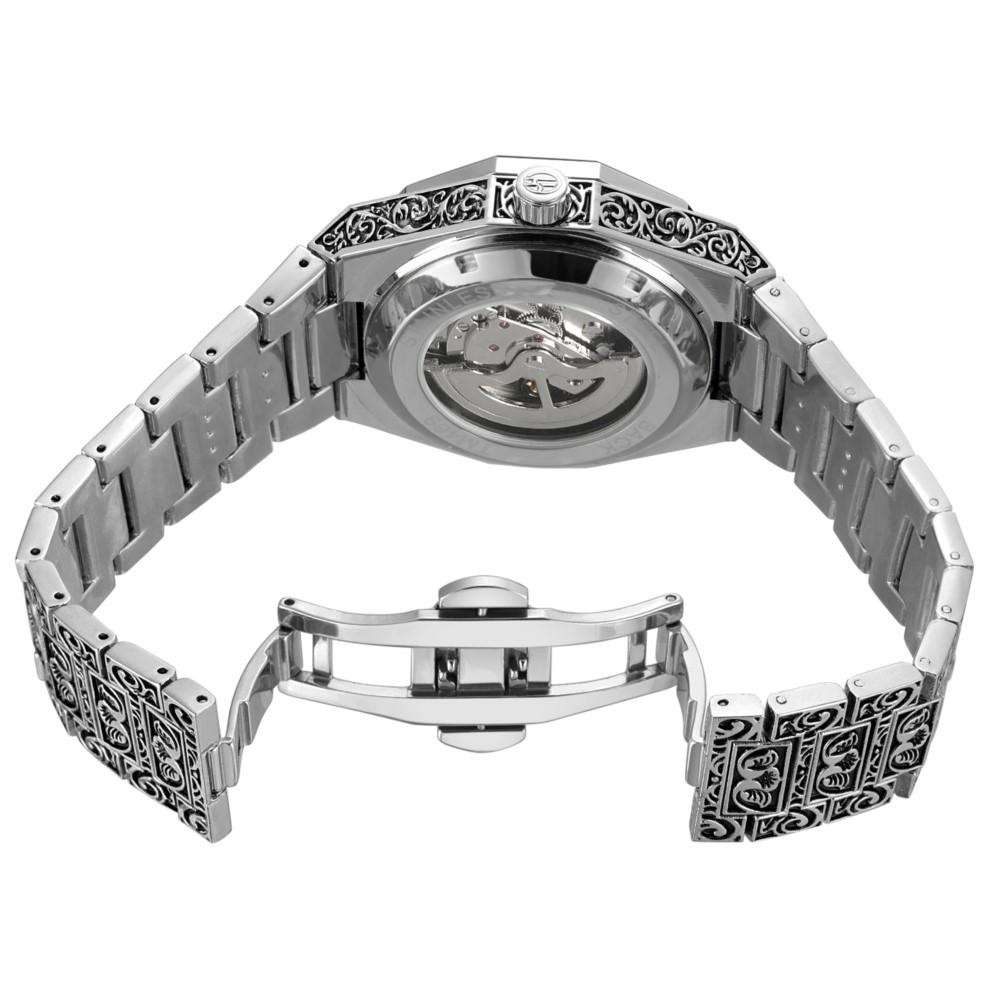 FORSINING Original Designer Luxury Man Vintage Watch Date Automatic Movement Mechanical Clock Stainless Steel Skeleton Military