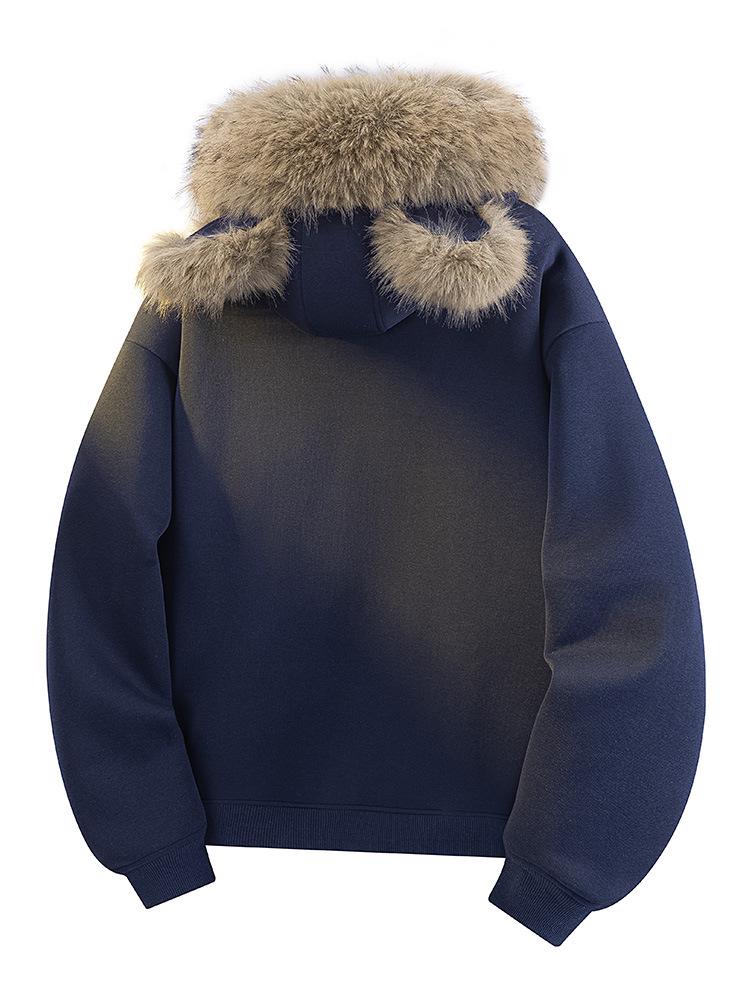 Unisex Teddybär-Ohren Pelzkragen Strickjacke Hoodie - Herbst/Winter 2026 Lockerer College-Stil Jacke