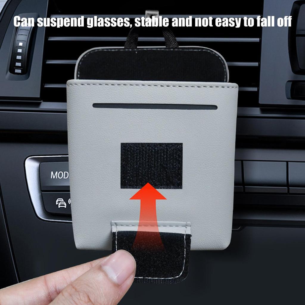 Car Air outlet storage bag  Hanging Mobile phone storage bag Card holder Sunglass Organizer Car Outlet Air Vent Trash Box