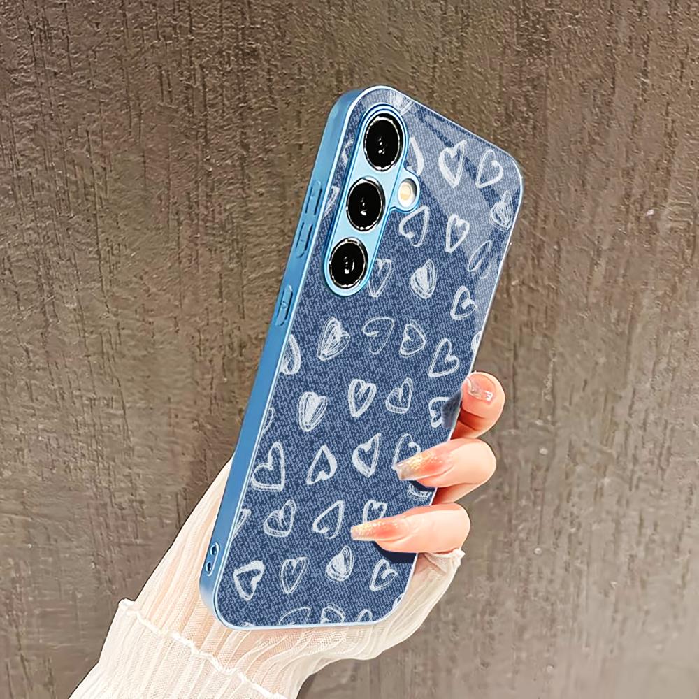 Little heart pattern PhoneCase for Samsung Galaxy S26 S25 S24 S23 S22 FE Ultra Plus Built-in glass feel bare machine Men women