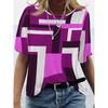 3D Printed Pattern T-shirt, Summer and Spring Short Sleeved Round Neck Casual Top, Women's Clothing