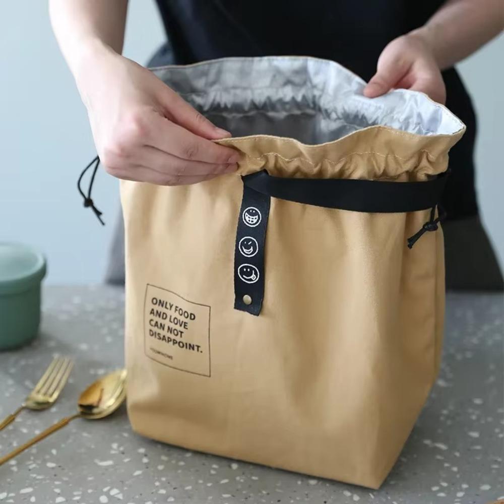 Outdoor Portable Picnic Dinner Container Canvas Lunch Bag Box Handbag School Fresh Keeping Food Storage Tote Accessories