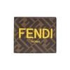 FF Monogram Logo Pattern Double Fold Textured Fabric Wallet Men Wallet Brown Yellow 7M0338-AJJ8-F1HRH